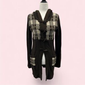 Plaid Knit Toggle Cardigan